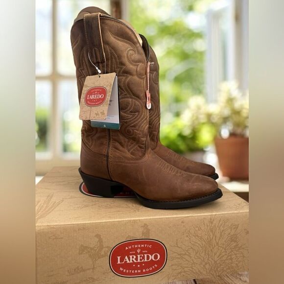 LAREDO Distressed Western Cowboy Boots Leather R Toe Size 8.5 - Picture 15 of 16